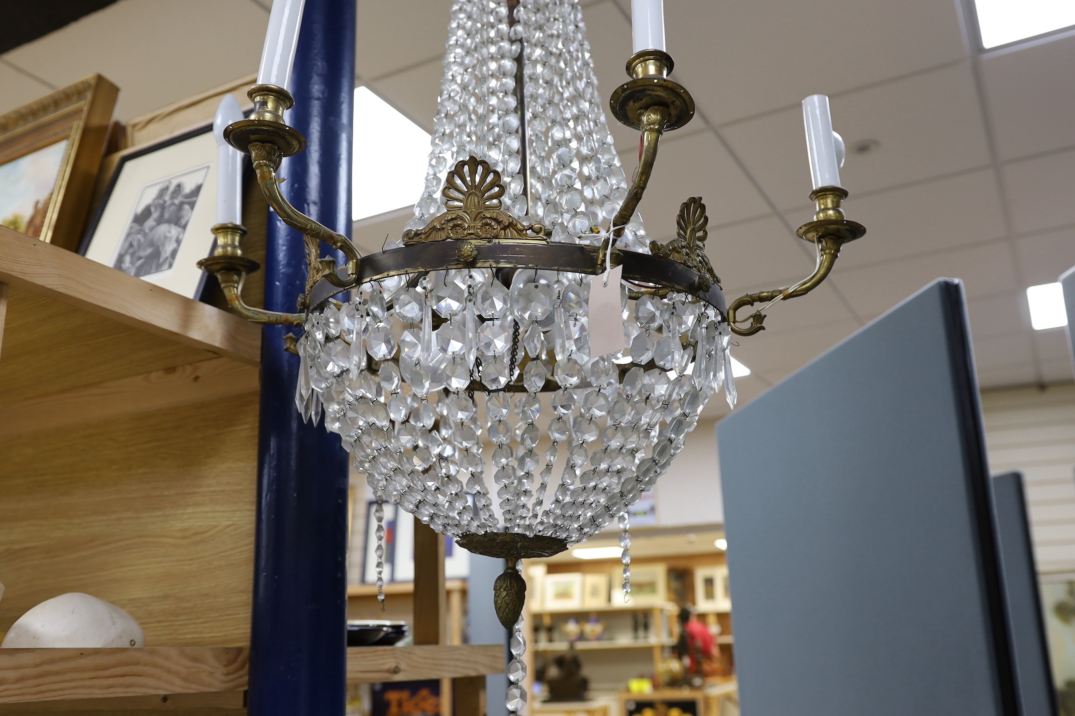 A bag chandelier with classical arms